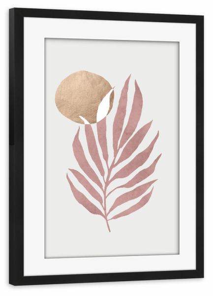 Poster mit Rahmen schwarz "ROSE Tropisch" artboxONE - Natur,Abstrakt - Abstract,Abstrakt,Floral,Leaf,Blatt,Sonne,Sun,Colorful,Bunt
