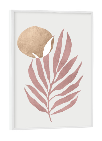 Poster mit weißem Rahmen "ROSE Tropisch" artboxONE - Natur,Abstrakt - Abstract,Abstrakt,Floral,Leaf,Blatt,Sonne,Sun,Colorful,Bunt