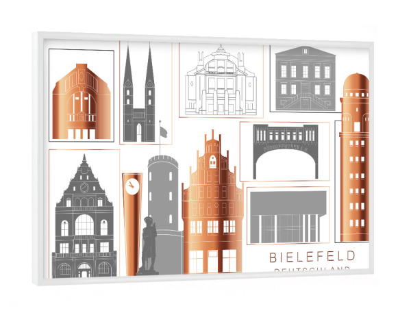 Poster mit weißem Rahmen "Bielefeld skyline copper" artboxONE - Städte,Reise,Architektur