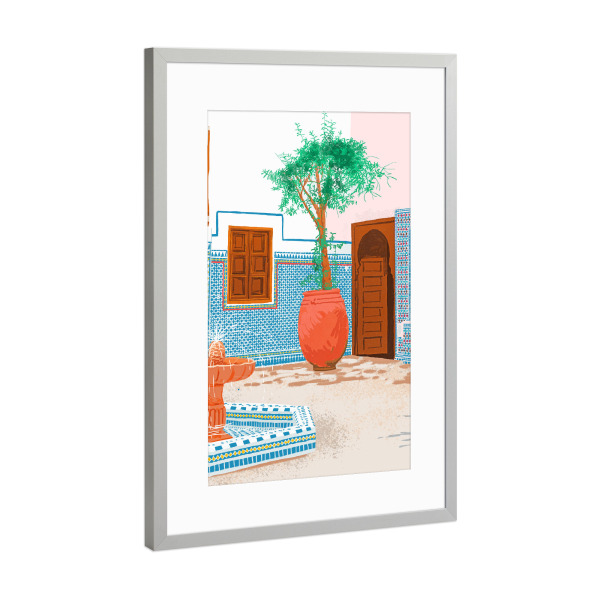 Poster mit Rahmen Silber "Moroccan Villa" artboxONE - Architektur