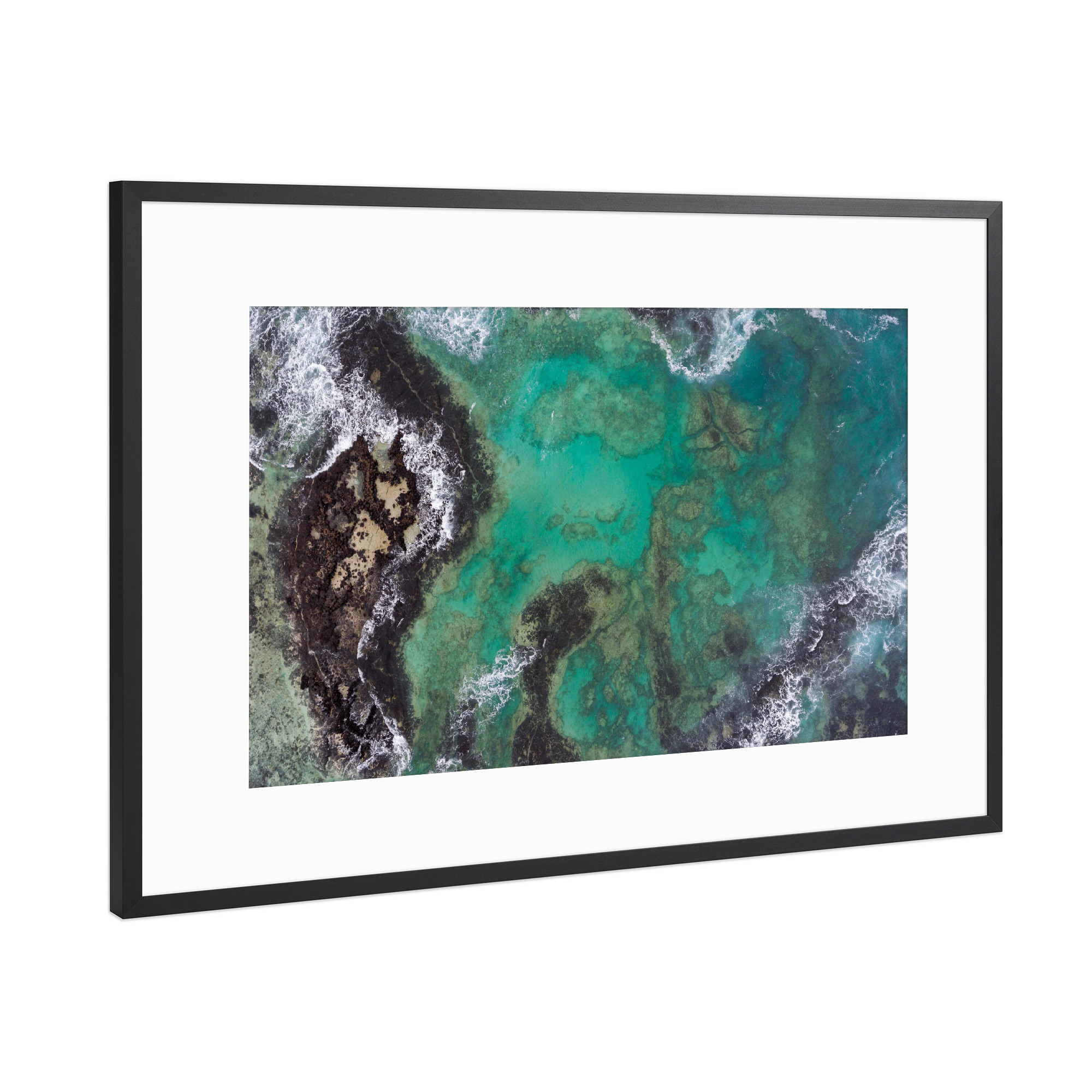 Poster mit Rahmen Schwarz (Metallic) "Ocean map" artboxONE - Natur,Reise,Abstrakt,Reise / Strand und Meer