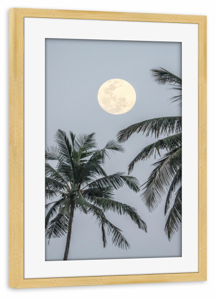Poster mit Rahmen kiefer "Full Moon" artboxONE - Natur,Reise,Reise / Strand und Meer