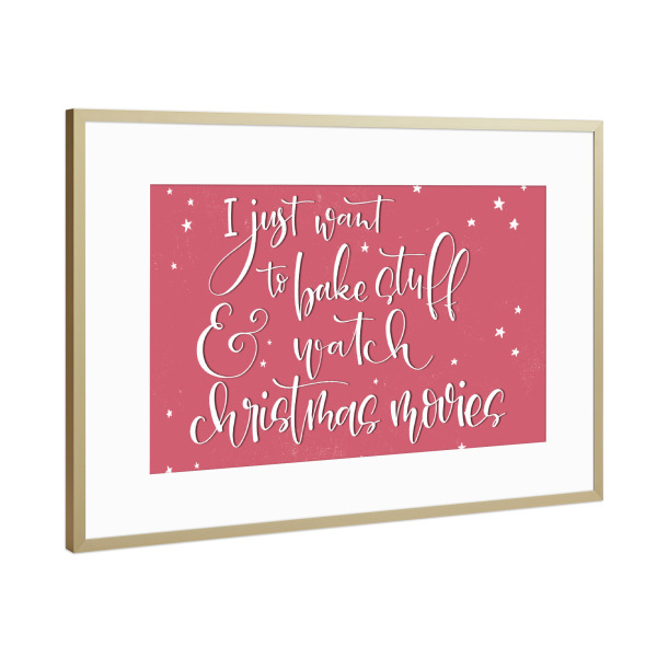 Poster mit Rahmen Gold "Bake stuff" artboxONE - Typografie,Essen & Trinken,Weihnachten,Lustig