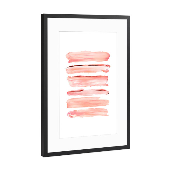 Poster mit Rahmen Schwarz (Metallic) "Brush Strokes in Pink" artboxONE - Für Kinder,Abstrakt