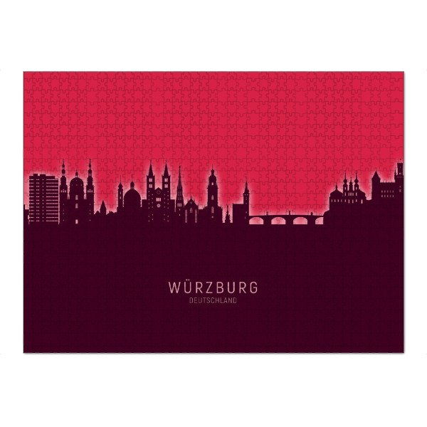 Puzzle Ravensburger "Würzburg Germany Skyline Dark Red" artboxONE - Städte