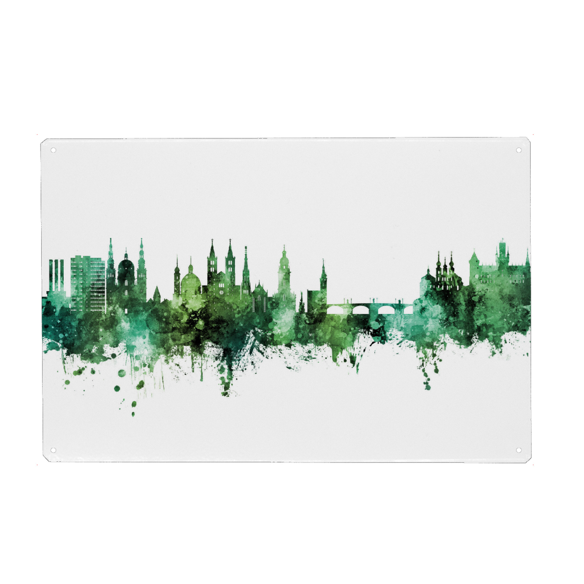 Metall Poster "Würzburg Germany Skyline Green" artboxONE - Städte