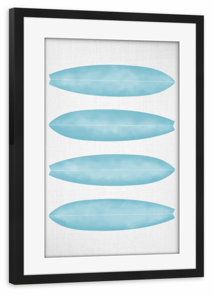 Poster mit Rahmen schwarz "Surfboards - Blue" artboxONE - Abstrakt,Reise / Strand und Meer