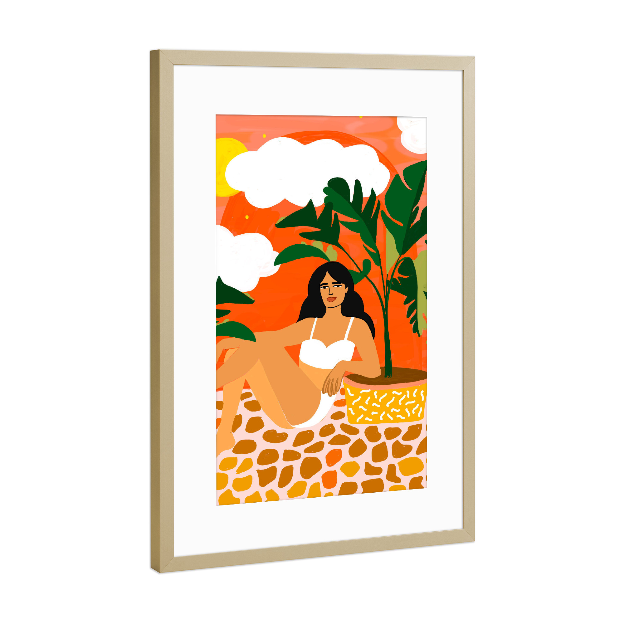 Poster mit Rahmen Gold "Life With Banana Trees" artboxONE - Menschen,Fashion
