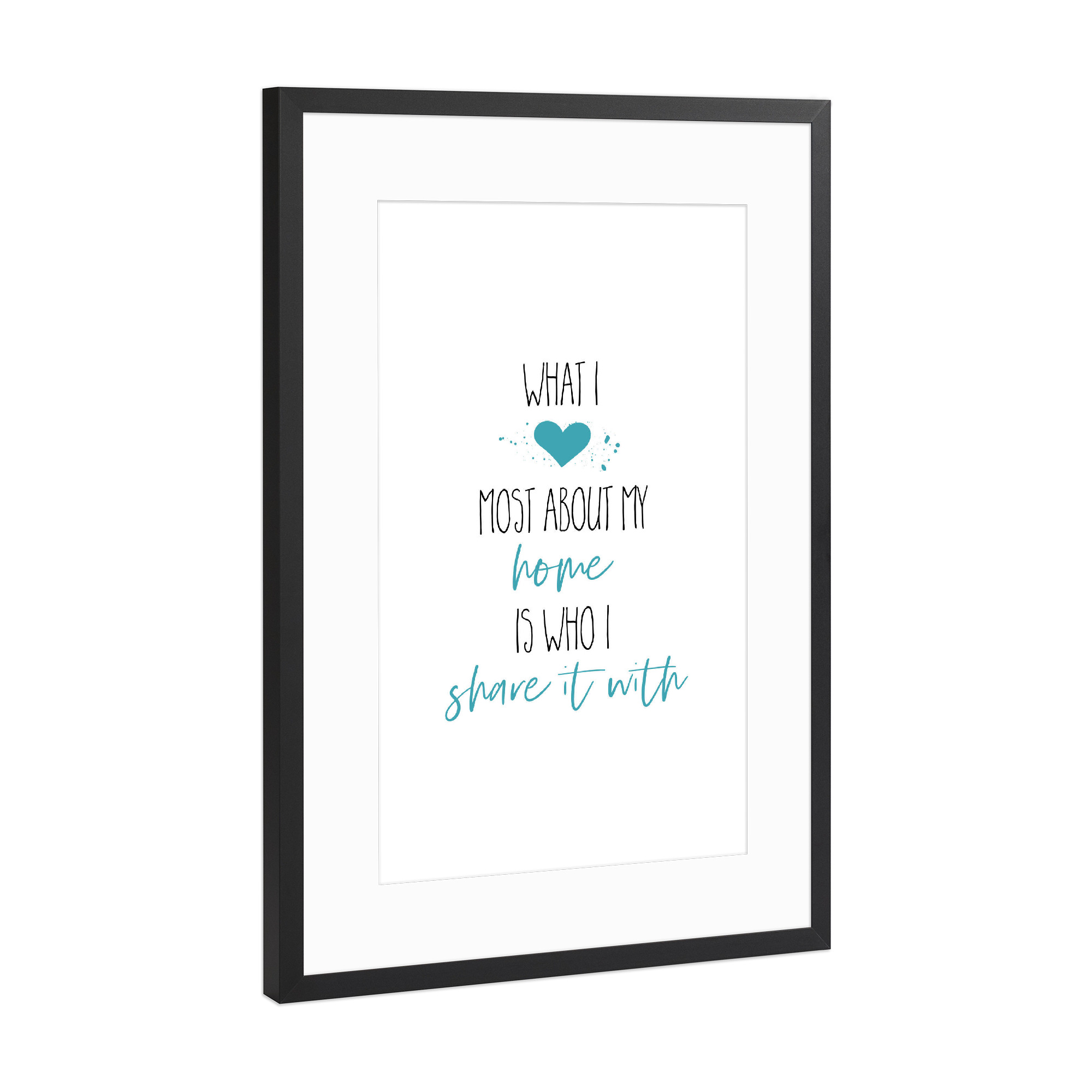Poster mit Rahmen Schwarz (Metallic) "Mein Zuhause" artboxONE - Typografie,Liebe