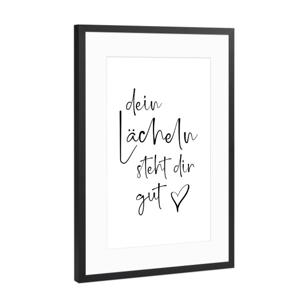 Poster mit Rahmen Schwarz (Metallic) "Dein Lächeln" artboxONE - Typografie,Liebe,Für Mama