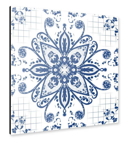 Alu-Dibond "Mandala Blau-Weiss" 30x30 cm artboxONE