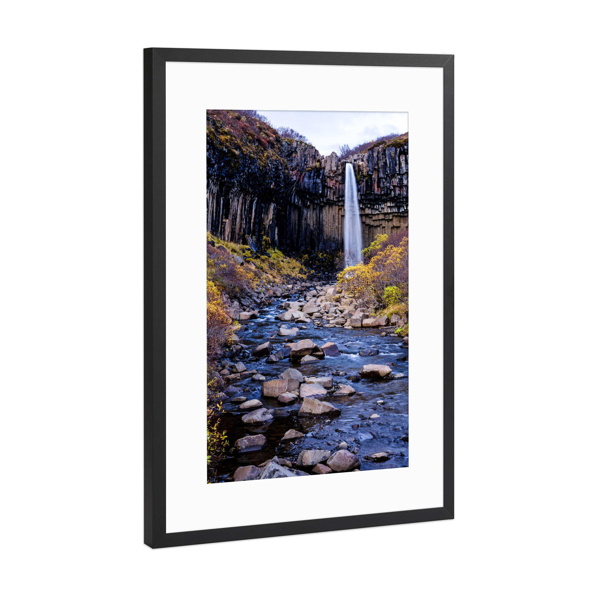 Poster mit Rahmen Schwarz (Metallic) "Svartifoss waterfall" artboxONE - Natur,Reise