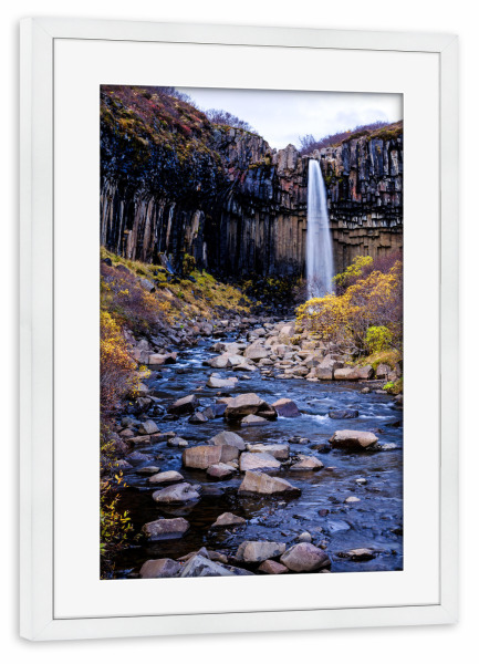 Poster mit Rahmen weiß "Svartifoss waterfall" artboxONE - Natur,Reise