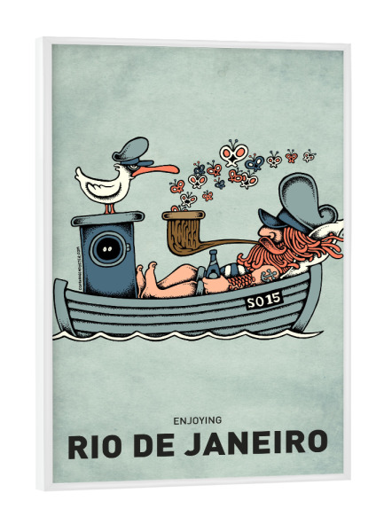 Poster mit weißem Rahmen "Rio De Janeiro Butterfly Ship" artboxONE - Städte,Reise,Streetart,Städte / Rio de Janeiro,Lustig