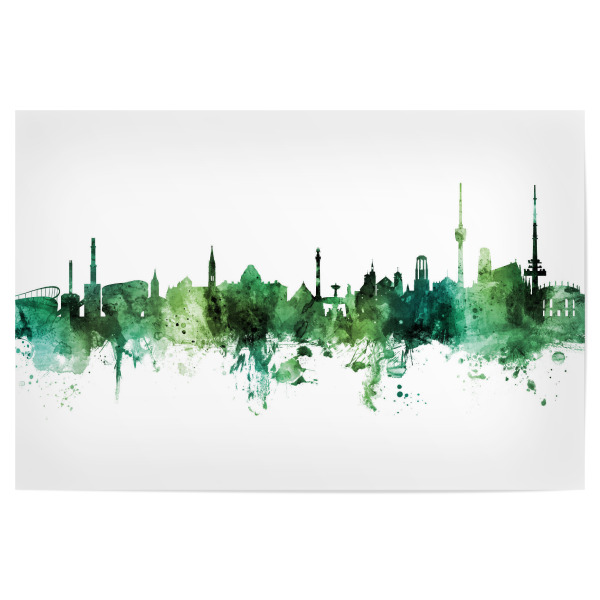 Poster "Stuttgart Germany Skyline Green" artboxONE - Städte,Städte / Stuttgart