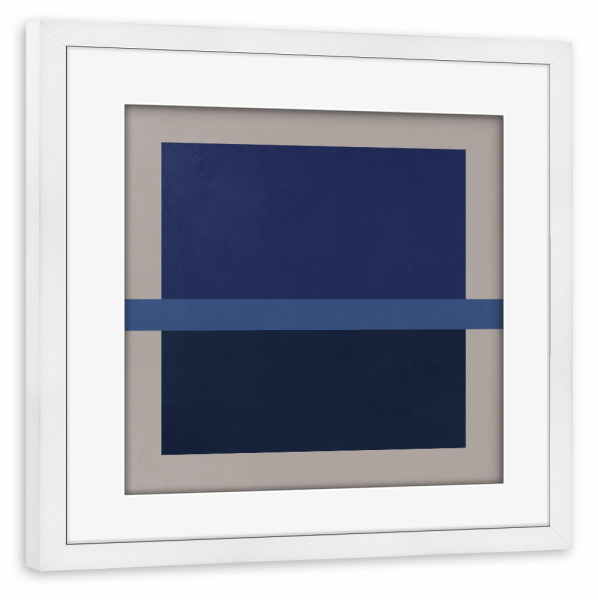 Poster mit Rahmen weiß "Blue geometric cube" artboxONE - Geometrie - Modern,Abstract,Abstrakt,Formen,Geometrie,Geometry,Blue,Blau,Classic,Pantone