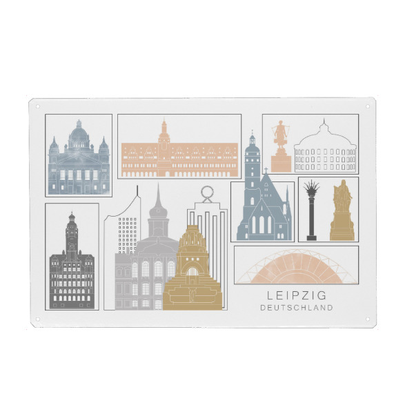 Holzbild "Leipzig skyline earth" artboxONE - Städte,Reise,Architektur