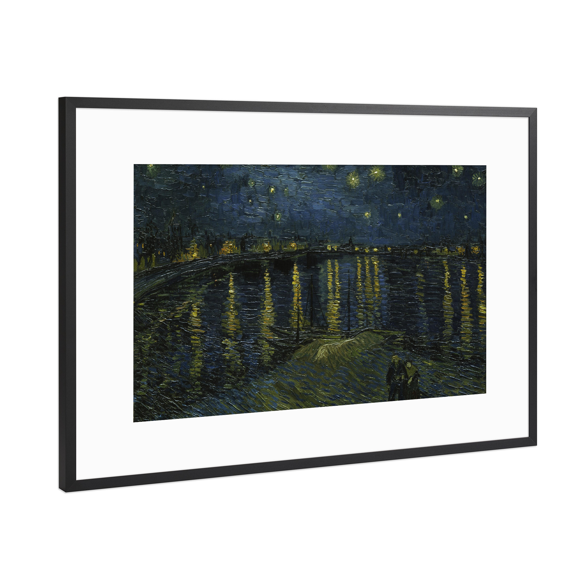 Poster mit Rahmen Schwarz (Metallic) "Sternennacht über der Rhône" artboxONE - Natur,Menschen,Galaxy