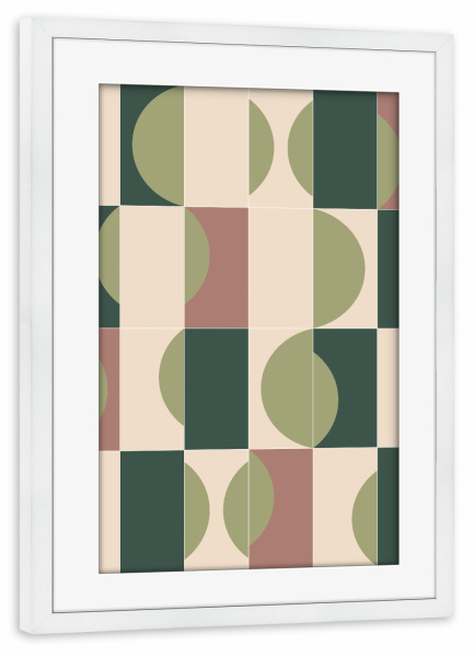 Poster mit Rahmen weiß "Garden Tiles First" artboxONE - Abstrakt - Minimalist,Grün,Green,Abstract,Abstrakt,Formen,Geometrie,Geometry