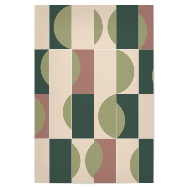 Poster 30x20 cm "Garden Tiles First" artboxONE - Abstrakt - Minimalist,Grün,Green,Abstract,Abstrakt,Formen,Geometrie,Geometry