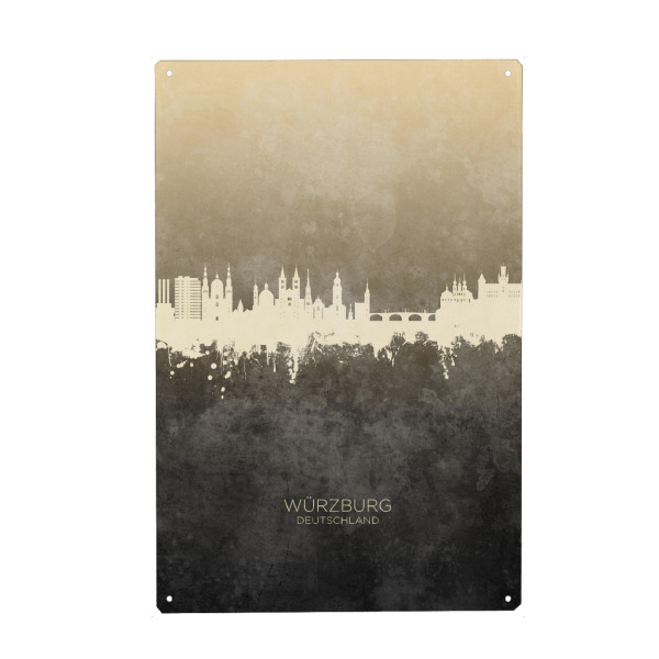 Holzbild "Würzburg Germany Skyline Taupe" artboxONE - Städte