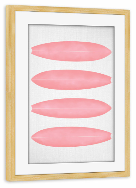 Poster mit Rahmen kiefer "Surfboards - Pink" artboxONE - Abstrakt,Reise / Strand und Meer,Städte / Los Angeles