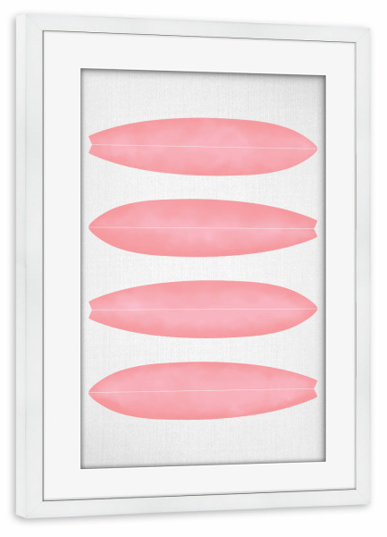 Poster mit Rahmen weiß "Surfboards - Pink" artboxONE - Abstrakt,Reise / Strand und Meer,Städte / Los Angeles