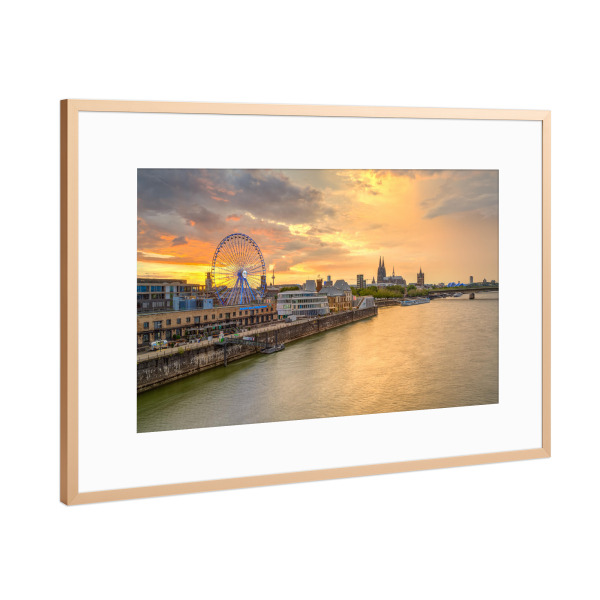 Poster mit Rahmen Kupfer "Skyline von Köln" artboxONE - Städte / Köln,Architektur,Reise / Länder