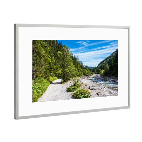 Poster mit Rahmen Silber "Wimbachtal bei Ramsau" artboxONE - Natur,Reise