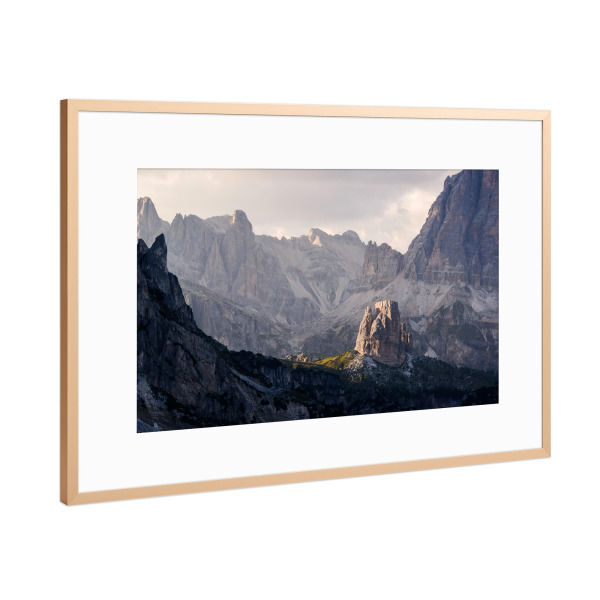 Poster mit Rahmen Kupfer "Cinque torri sunset" artboxONE - Natur,Reise