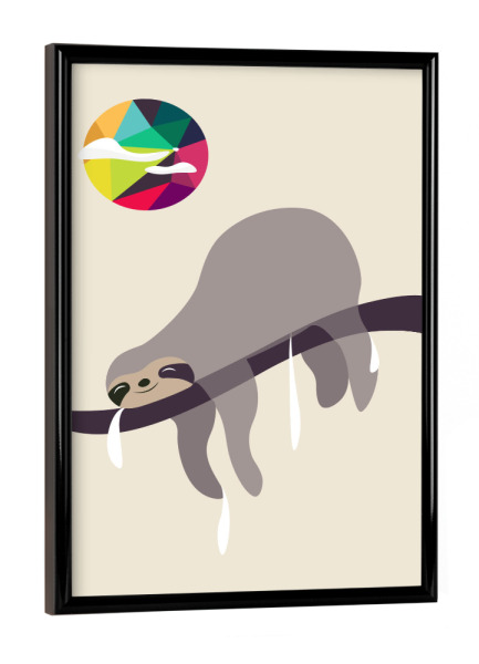 Poster mit schwarzem Rahmen "Sleeping Beauty.....Sloth" artboxONE - Natur,Für Kinder,Tiere