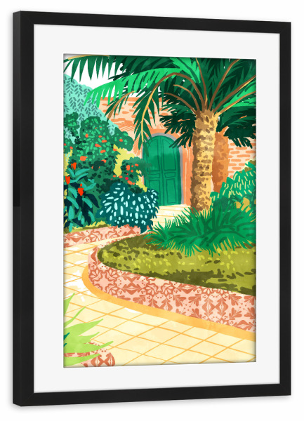 Poster mit Rahmen schwarz "The House With The Green Door" artboxONE - Natur