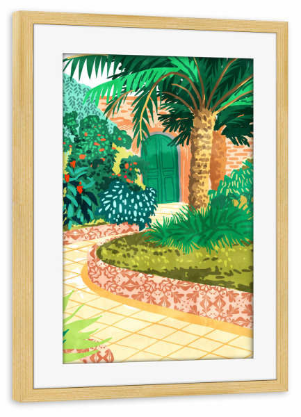 Poster mit Rahmen kiefer "The House With The Green Door" artboxONE - Natur