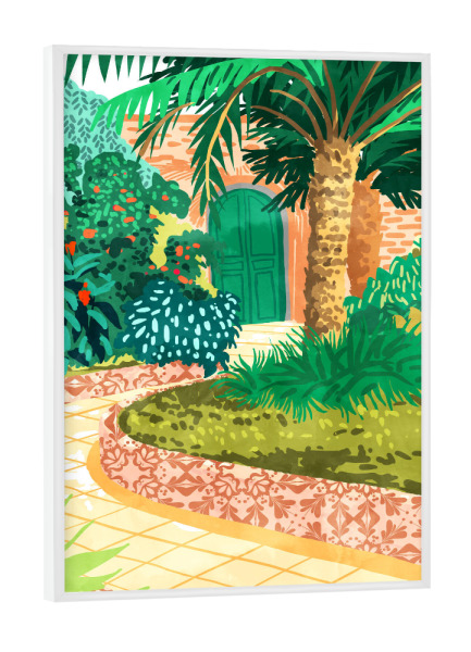 Poster mit weißem Rahmen "The House With The Green Door" artboxONE - Natur