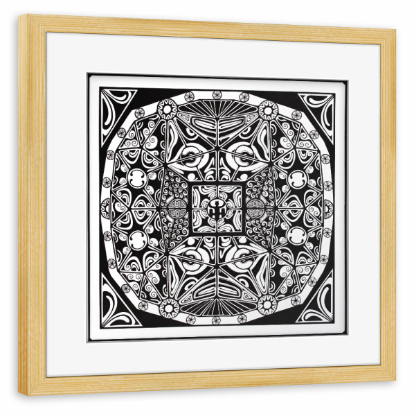 Poster mit Rahmen kiefer "MANA Kraft" artboxONE - Abstrakt - Mana,Polynesien,Schwarzweiss,Tattoo,Tiki,Abstract,Abstrakt,Blackandwhite