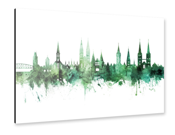 Alu-Dibond "Lubeck Germany Skyline Green" 30x20 cm artboxONE