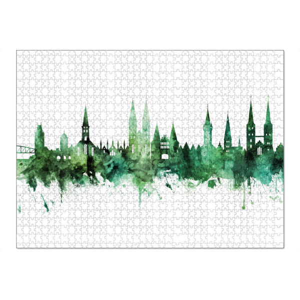 Puzzle Ravensburger "Lubeck Germany Skyline Green" artboxONE - Städte