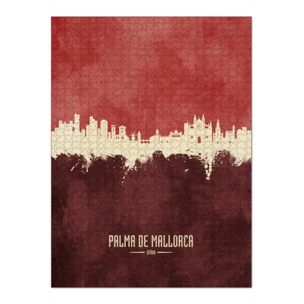 Puzzle Ravensburger "Palma de Mallorca Skyline Dark Red" artboxONE - Städte