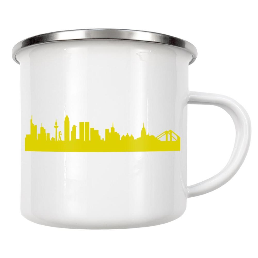 Emaille Tasse "Frankfurt 06 Skyline Spring-Green Print monochrome" artboxONE - Städte,Abstrakt,Architektur,Städte / Frankfurt
