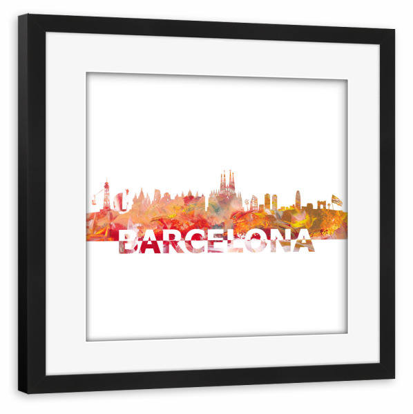 Poster mit Rahmen schwarz "Barcelona Katalonien Skyline" artboxONE - Städte,Reise,Reise / Länder,Städte / Barcelona