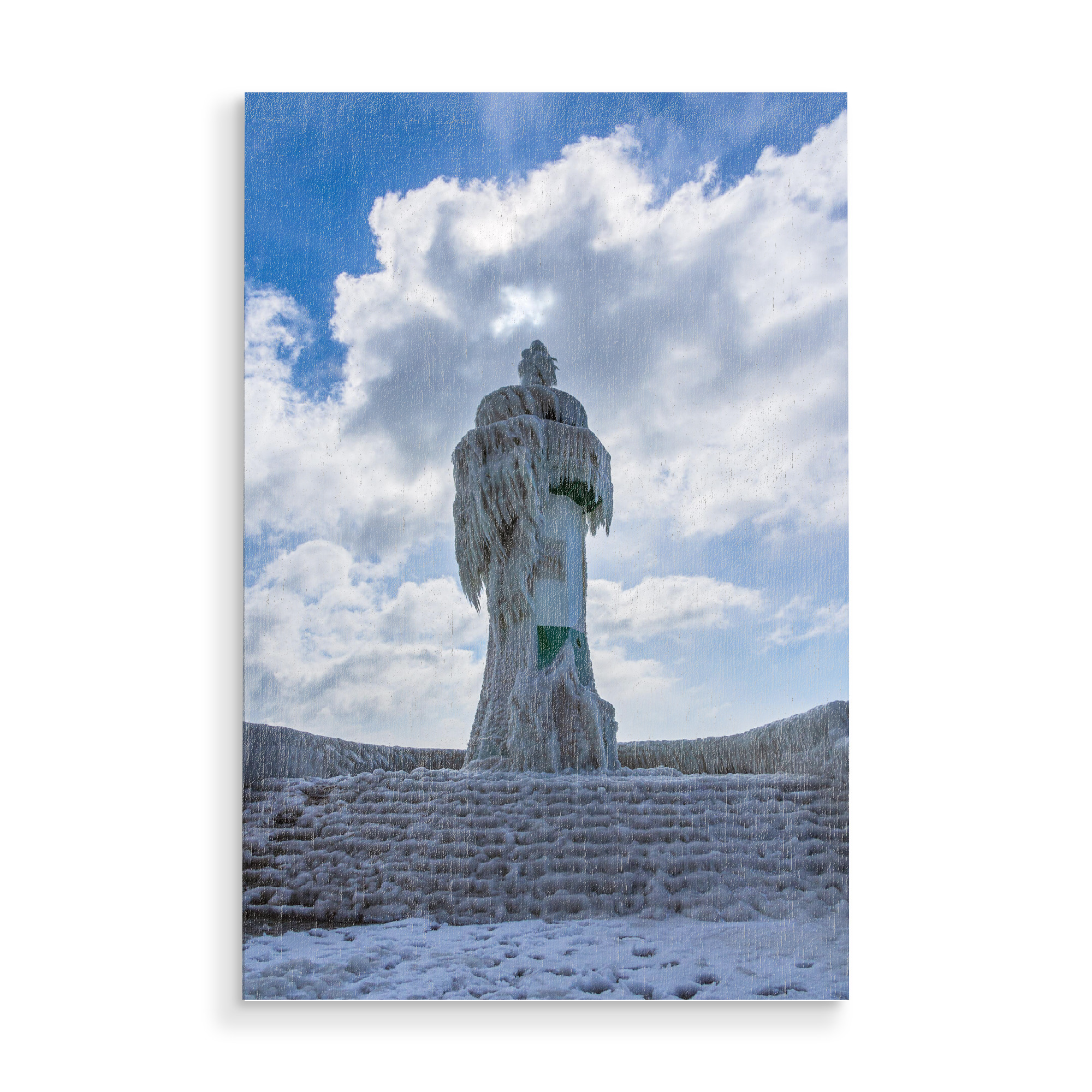 Holzbild "Leuchtturm von Sassnitz im Winter" artboxONE - Natur,Reise,Architektur,Reise / Strand und Meer