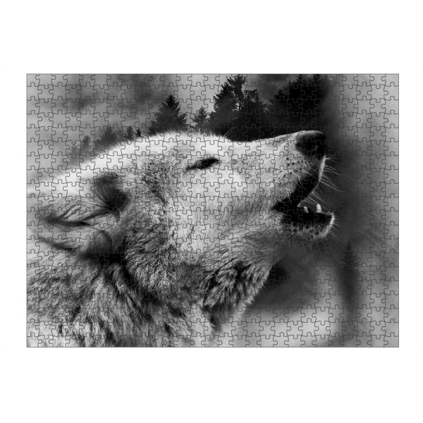 Puzzle Ravensburger "Wolf & Forest I (matart)" artboxONE - Natur,Tiere,Schwarzweiß
