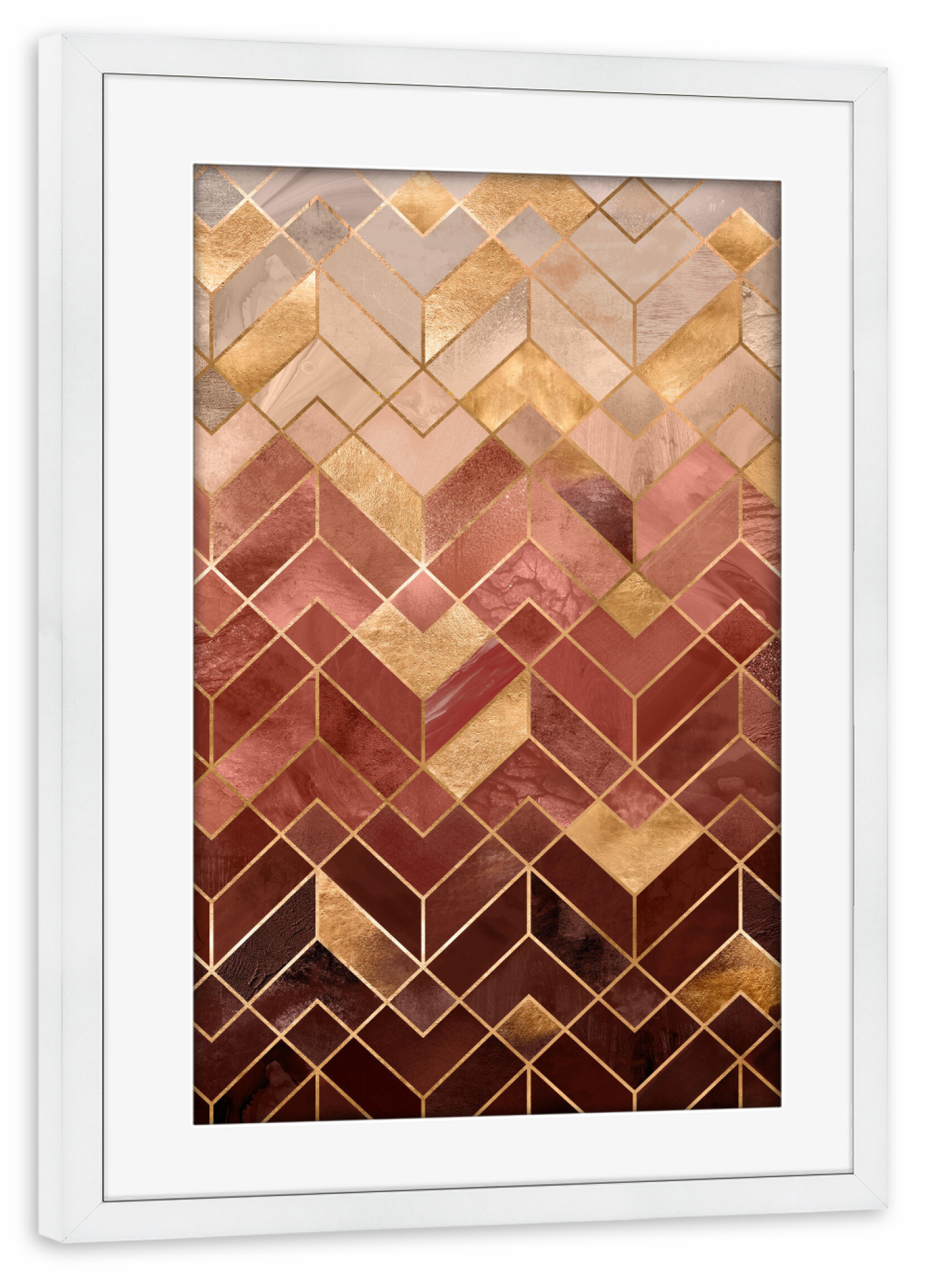 Poster mit Rahmen weiß "Terracotta Geometric" artboxONE - Abstrakt,Geometrie