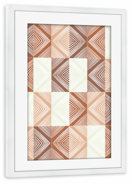 Poster mit Rahmen weiß "Mudcloth Tiles Second" artboxONE - Abstrakt,Geometrie - Earth tones,Ethnic,Geometrie,Geometry,Formen,Abstract,Abstrakt