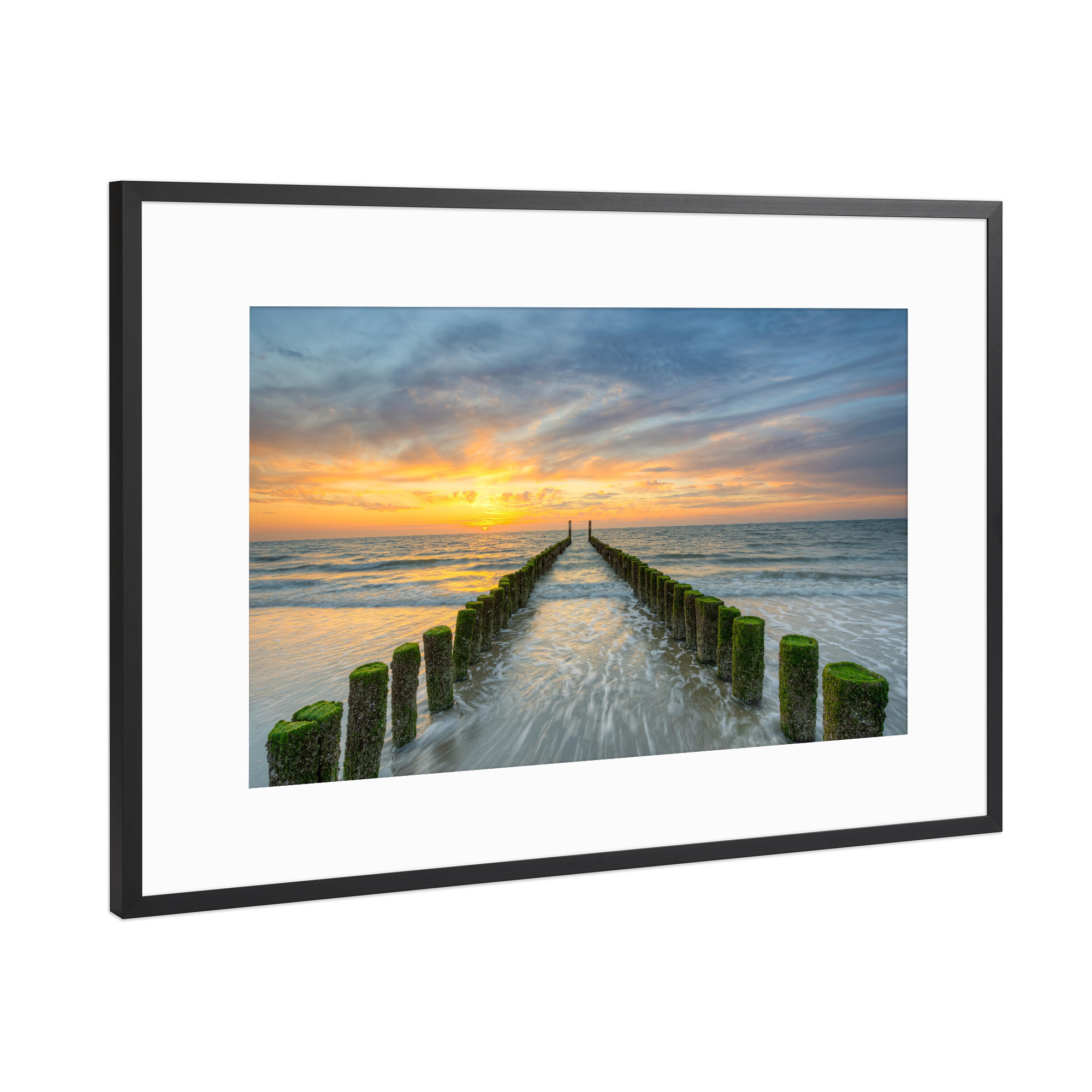 Poster mit Rahmen Schwarz (Metallic) "Abendstimmung am Strand in Domburg" artboxONE - Natur,Reise,Reise / Strand und Meer,Reise / Länder