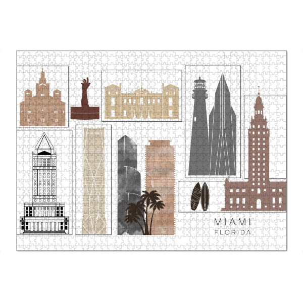 Puzzle Ravensburger "Miami skyline black & brown" artboxONE - Städte,Reise,Architektur