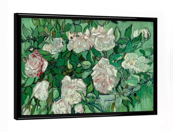 Poster mit schwarzem Rahmen "Rosa Rosen von van Gogh" artboxONE - Natur,Floral