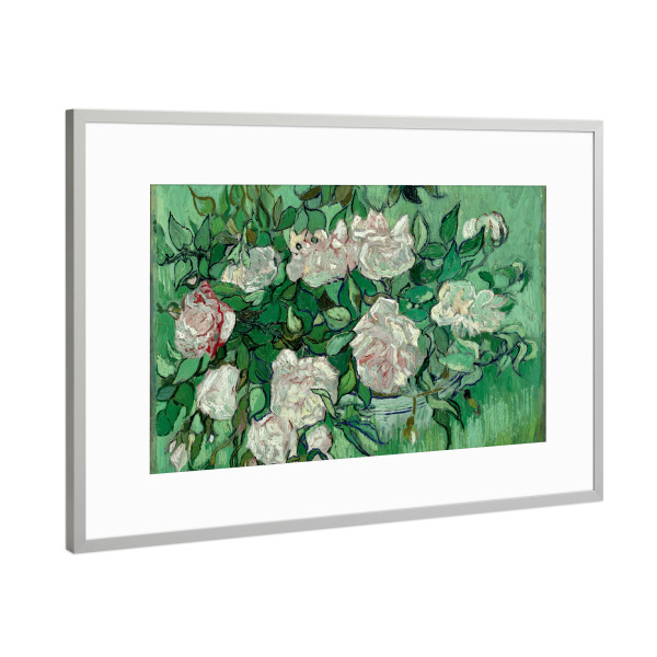 Poster mit Rahmen Silber "Rosa Rosen von van Gogh" artboxONE - Natur,Floral