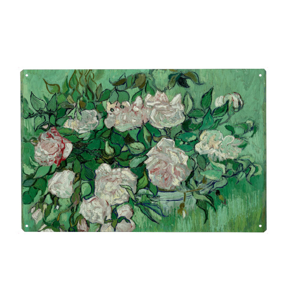 Metall Poster "Rosa Rosen von van Gogh" artboxONE - Natur,Floral - Blumen,Rosen,Stillleben,Flowers,Roses,Gemälde,Malerei,Kunst,Vincent,Vangogh