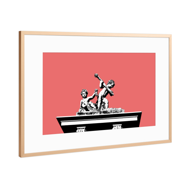 Poster mit Rahmen Kupfer "Working Putti" artboxONE - Städte / Berlin,Architektur,Streetart